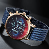 Color Bright Glass Men's Stainless Steel Wrist Watch