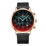 Color Bright Glass Men's Stainless Steel Wrist Watch