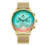 Color Bright Glass Men's Stainless Steel Wrist Watch