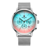 Color Bright Glass Men's Stainless Steel Wrist Watch