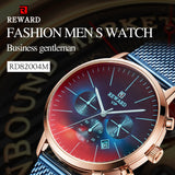 Color Bright Glass Men's Stainless Steel Wrist Watch