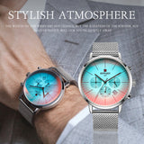 Color Bright Glass Men's Stainless Steel Wrist Watch