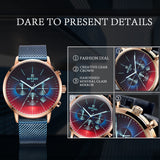 Color Bright Glass Men's Stainless Steel Wrist Watch