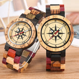 Luxury Men's Watch Unique Compass Dial Wood Watch