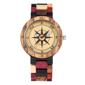 Luxury Men's Watch Unique Compass Dial Wood Watch