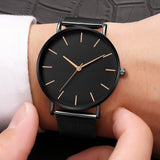 Luxury Watch Men Mesh Ultra-thin Stainless Steel Quartz Wrist Watch