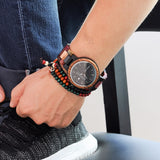 Wood Watch Men Women Quartz Week Date Timepiece Colorful Wooden Band