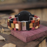 Wood Watch Men Women Quartz Week Date Timepiece Colorful Wooden Band