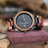 Wood Watch Men Women Quartz Week Date Timepiece Colorful Wooden Band