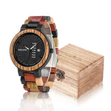 Wood Watch Men Women Quartz Week Date Timepiece Colorful Wooden Band